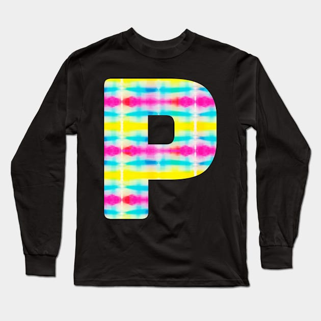 Tie Dye Alphabet P (Uppercase letter p), Letter P Long Sleeve T-Shirt by maro_00